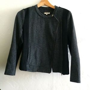 LA Made Wool Dark Gray Black Woman's Blend Jacket Motorcycle Coat Size Small